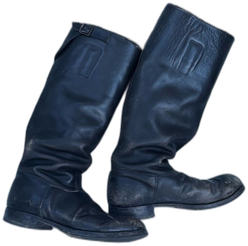 Continental German Military Jack Boots Black Leather Riding WWII Vintage 1940s (1 of 16)