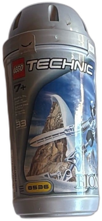 LEGO Bionicle Technic 8536 Kopaka 2001 Original Canister Collectible Set: LEGO Bionicle Technic 8536 Kopaka from 2001 in original canister, great for collectors or fans of vintage LEGO sets. Features classic icy white and silver design with 33 pieces, intended for ages 7+,