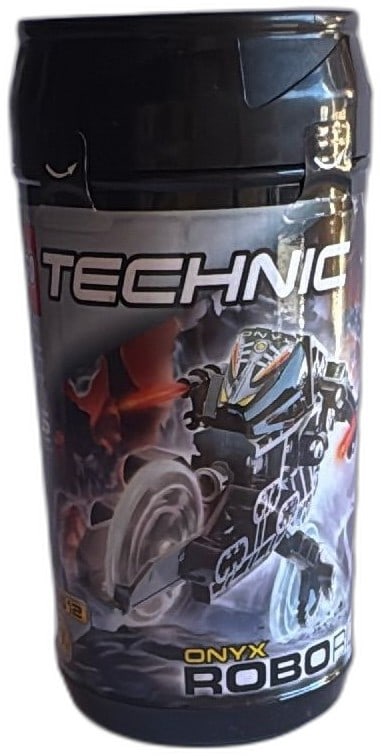 LEGO Technic RoboRiders Onyx 8512 Vintage 2000 Canister Set Complete: LEGO Technic RoboRiders Onyx 8512, vintage 2000 collectible set in signature canister. Features original graphics and branding. Canister in good condition with some visible wear, scuffs, and lid scrat