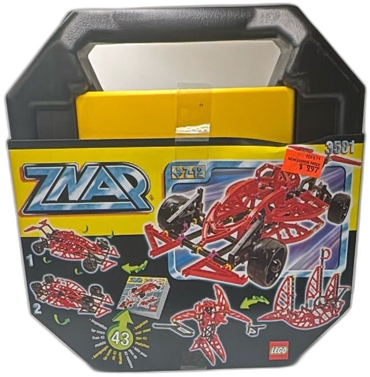LEGO Znap 3581 Black Yellow Building Set Suitcase 1998 Construction Toy: LEGO Znap 3581 building set in an original black and yellow hard plastic suitcase from 1998. Construction toy aimed at ages 7-12, features over 43 model possibilities with red, black, and yellow conne