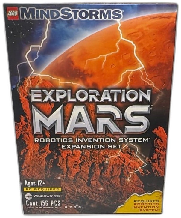 LEGO Mindstorms Exploration Mars 9736 Robotics Invention Expansion Set 2000: LEGO Mindstorms Exploration Mars 9736 Expansion Set, Robotics Invention System, released in 2000. Complete with 156 LEGO pieces, CD-ROM software (Windows 98 required), and 9 guided Mars rover challeng