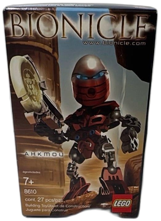 LEGO Bionicle 8610 Ahkmou Sealed 2004 Metru Nui Set 27 Pieces New Box: LEGO Bionicle 8610 Ahkmou 2004 Metru Nui Series—sealed collectible, perfect for Bionicle or LEGO fans. Features 27 authentic pieces, original box with vibrant graphics, and LEGO branding visible. Bo