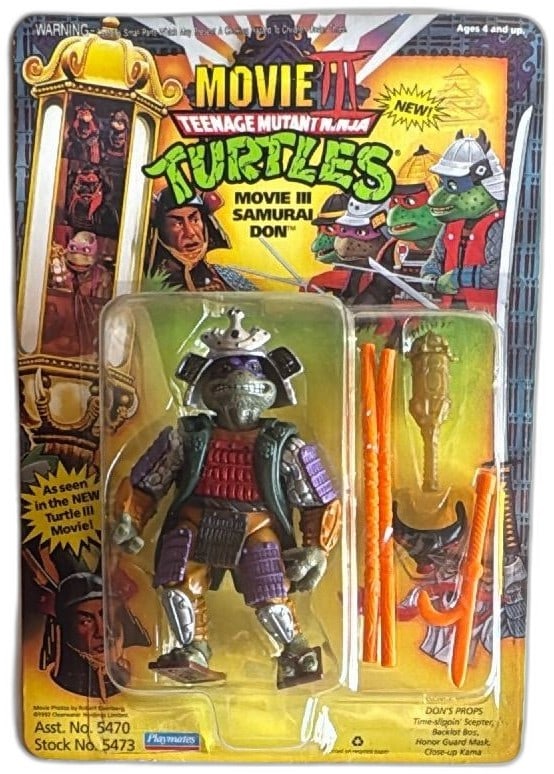 TMNT Movie III Samurai Don Figure 1992 Playmates MOC Vintage Ninja Turtles: Teenage Mutant Ninja Turtles Movie III Samurai Don action figure, 1992 Playmates, mint on card. Vintage collectible featuring Donatello in full samurai armor, inspired by TMNT III movie. Includes orig
