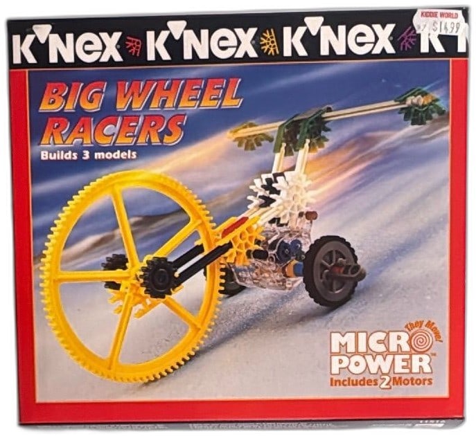 K'NEX Big Wheel Racers Set 11516 1996 Micro Power 2 Motors Sealed Vintage: K'NEX Big Wheel Racers set 11516, 1996 vintage construction toy with Micro Power includes two motors for building 3 different racer models. Sealed in original box, ideal for collectors and retro toy e