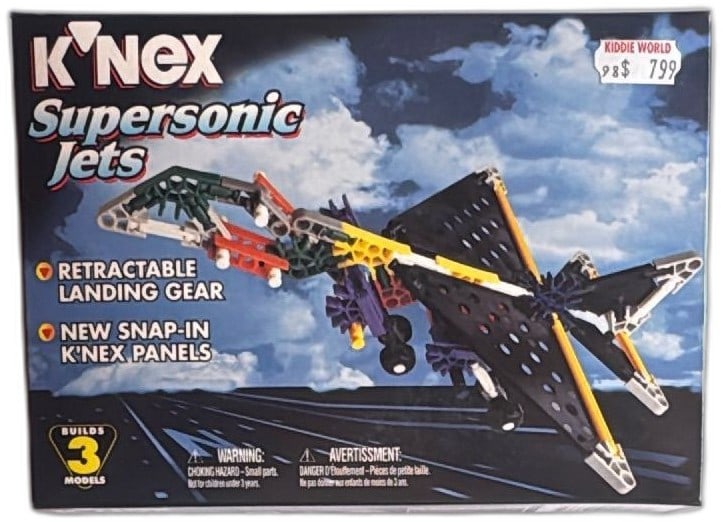 K'NEX Supersonic Jets 10818 1998 Building Set 99 Pieces New Sealed Rare: K'NEX Supersonic Jets set 10818, released in 1998, features 99 pieces and builds 3 models with retractable landing gear and snap-in K'NEX panels. Factory sealed, box in excellent collectible condition