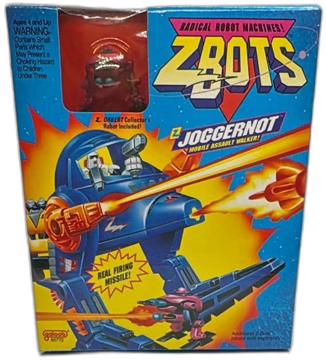 1993 Galoob Z-Bots Joggernot Mobile Assault Walker NIB Real Firing Missile: Vintage Z-Bots Joggernot Mobile Assault Walker by Galoob, 1993, new in box. Features real firing missile, movable legs, pivoting guns, cockpit fitting 3 mini Z-Bots, includes exclusive ORBERT collecto