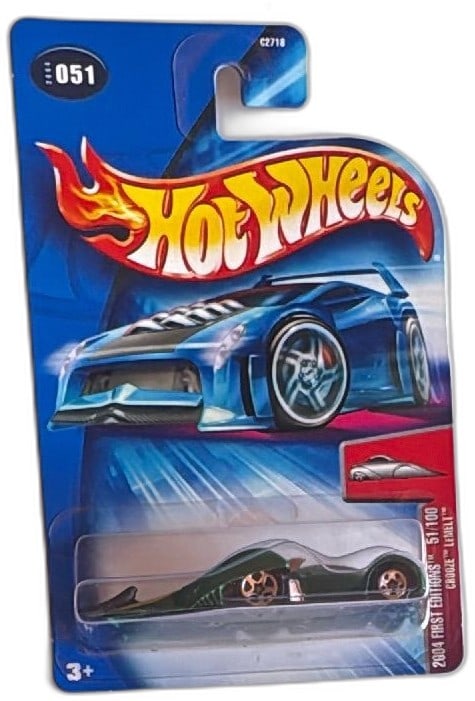 Hot Wheels 2004 First Editions Crooze Lemelt 51 of 100 Green Diecast Car: Hot Wheels 2004 First Editions Crooze Lemelt diecast car, 51/100, new in original package. Features metallic green paint, aerodynamic profile, and gold wheels. Mattel 2003 branding, made for collector