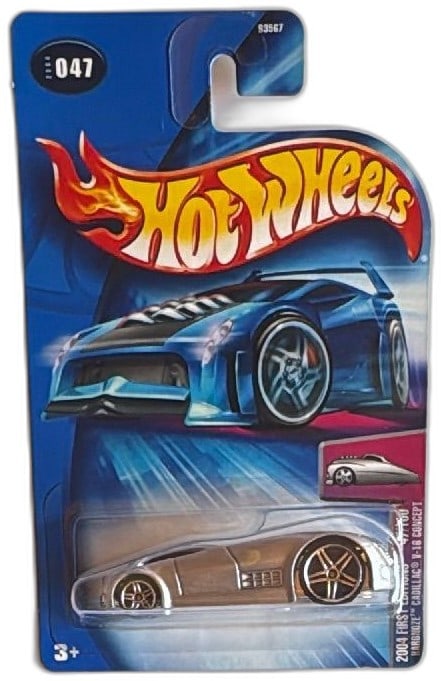 Hot Wheels 2004 First Editions Hardnoze Cadillac V-16 Concept 47/100 Silver: Hot Wheels 2004 First Editions Hardnoze Cadillac V-16 Concept #47/100. Die-cast collectible toy car in factory-sealed packaging. Silver finish, Hardnoze body style, part of the 2004 First Editions ser