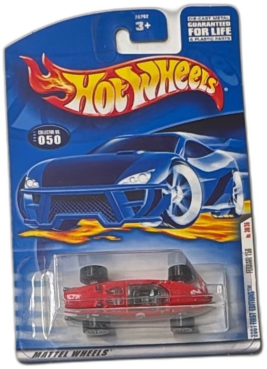 Hot Wheels 2001 First Editions Ferrari 156 Red Diecast Car New Sealed 28762: Hot Wheels 2001 First Editions Ferrari 156 diecast car, collector number 050, model no. 30/36. Features a red Ferrari 156 race car with the number 2 on the body, silver interior, detailed wheels, and 
