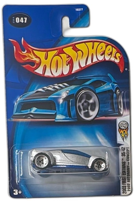 Hot Wheels 2003 First Editions 2002 Autonomy Concept Silver Blue New Sealed: Hot Wheels 2003 First Editions 35/42 featuring the 2002 Autonomy Concept die-cast car in silver and blue. This collectible model is factory sealed on its original card, which displays the iconic Hot W