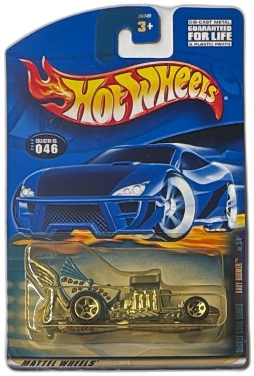Hot Wheels Baby Boomer Secret Code Series 046 Gold Diecast 2000 New Sealed: Hot Wheels Baby Boomer from the 2000 Secret Code Series, collector number 046. Features a gold-tone diecast metal body with chrome accents, bold graphics on the side fin, and five-spoke wheels. Packag