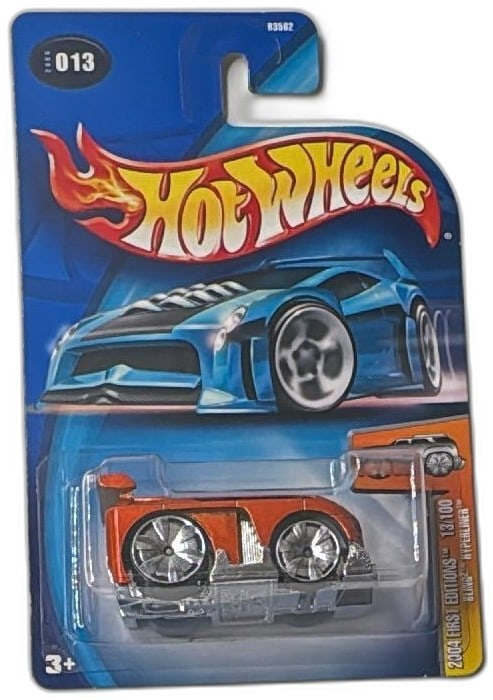 Hot Wheels 2004 First Editions Bling 2T Hyperliner 13 of 100 Orange Car: Hot Wheels 2004 First Editions Bling-2T Hyperliner 13/100 in orange and chrome, sealed in original packaging. Ideal for collectors and Hot Wheels enthusiasts, this die-cast car features oversized chro