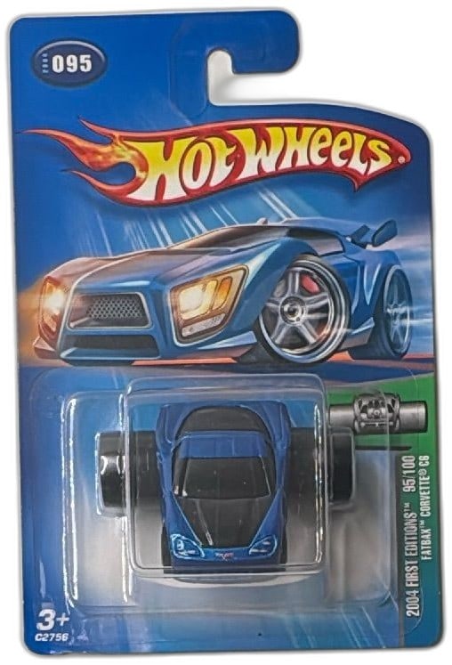 Hot Wheels 2004 First Editions 095 Fatbax Corvette C6 Blue Diecast Car New: Hot Wheels 2004 First Editions Fatbax Corvette C6 Blue Diecast Car, item 095/100. Features a vibrant metallic blue paint, iconic Fatbax wide rear wheels, and classic Corvette detailing visible through