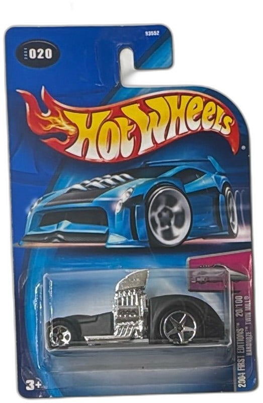 Hot Wheels 2004 First Editions Hardnoze Twin Mill 20/100 New Sealed: Hot Wheels 2004 First Editions Hardnoze Twin Mill 20/100 new and sealed in original packaging. Features distinctive chrome dual engines, flame graphics, and matte black body, making it a standout die-