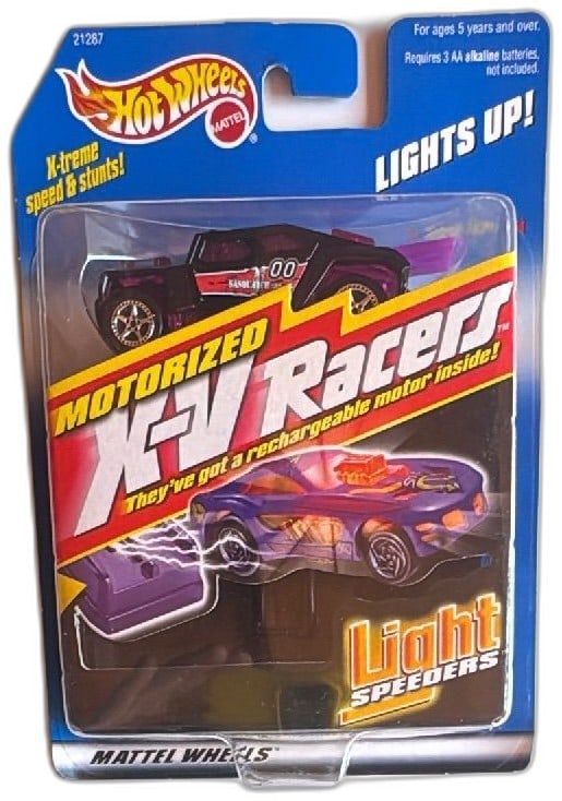 Hot Wheels X-V Racers Light Speeders Road Kill 21287 Motorized Car 1998 New: Hot Wheels X-V Racers Light Speeders Road Kill 21287, motorized diecast car with rechargeable motor, lights up with X-treme speed and stunts. Released by Mattel in 1998, this collectible toy features 