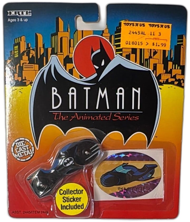 1993 Ertl Batman Animated Series Batcycle Die Cast Toy New Sealed with Sticker (1 of 7)