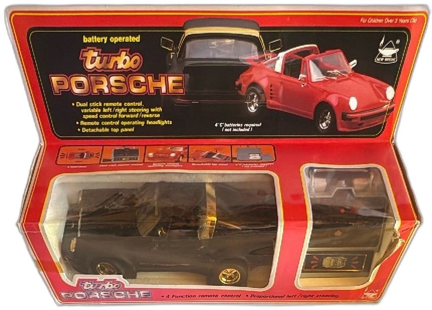 1987 New Bright Turbo Porsche RC Car Black NO 203 Boxed Vintage Hong Kong (1 of 16)