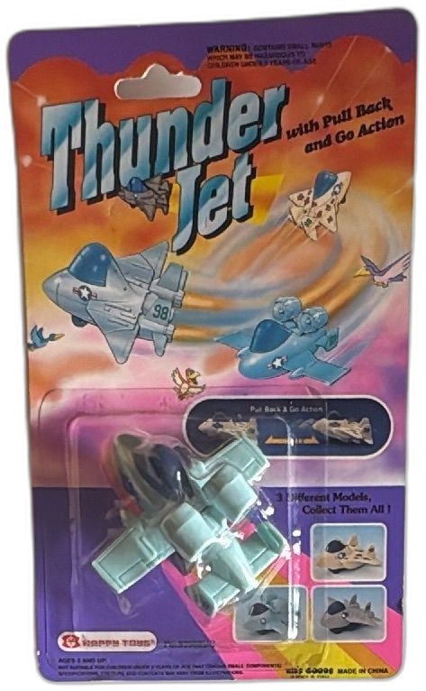 Thunder Jet Happy Toys Pull Back Go Action Diecast Airplane Mint Carded (1 of 8)