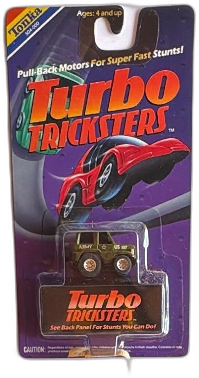 1989 Tonka Turbo Tricksters Army Jeep Pull Back Toy Car New Sealed Mint (1 of 9)