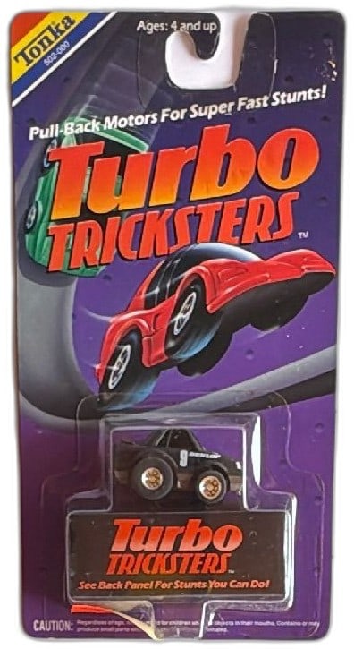 Tonka Turbo Tricksters Dunlop Pull Back Car Diecast 1989 Black Mint Carded (1 of 9)