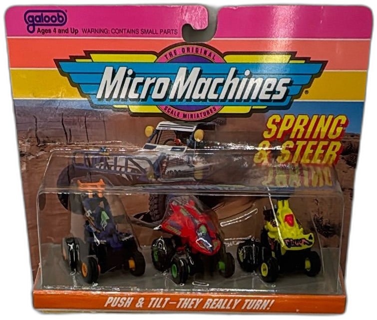 1992 Galoob Micro Machines Spring and Steer Collection 4 New Sealed: Vintage 1992 Galoob Micro Machines Spring and Steer Collection #4 features Weed Jumper, Stealth Hopper, and Nitro vehicles in original factory-sealed packaging. Highly detailed miniatures ideal for co