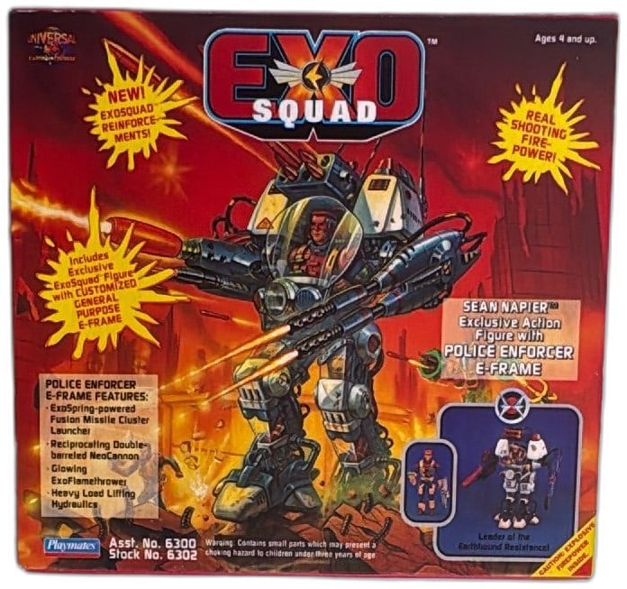 ExoSquad Sean Napier Police Enforcer E-Frame Action Figure Playmates 1994 New (1 of 13)