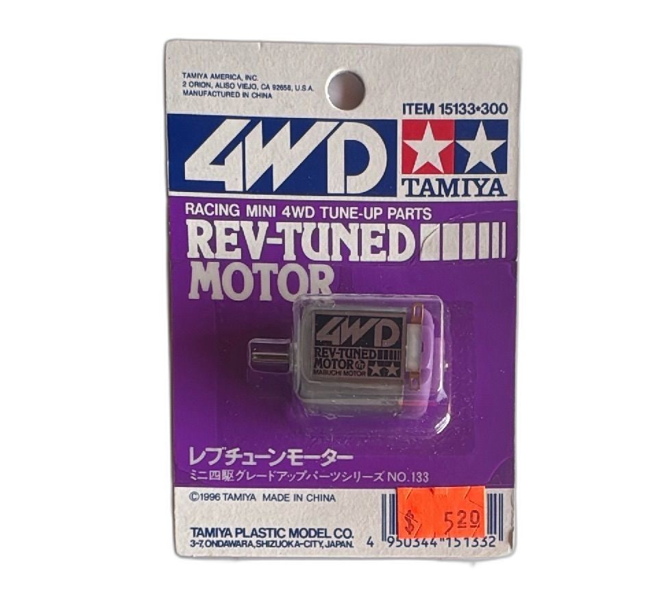 Tamiya Mini 4WD RevTuned Motor Racing RC Car Part No15133 Vintage New 1996: Vintage Tamiya Mini 4WD Rev-Tuned Motor Racing RC car part No.15133, ideal for collectors and hobbyists. Released in 1996, made in China by Tamiya Plastic Model Co., this tune-up motor is designed for