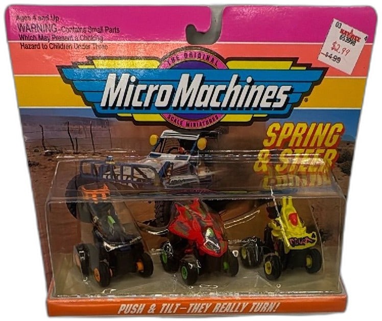 Micro Machines 1992 Spring And Steer Collection 4 Weed Jumper Stealth Hopper Nit: Vintage Micro Machines Spring & Steer Collection #4 from 1992 by Galoob, featuring Weed Jumper, Stealth Hopper, and Nitro vehicles. Factory sealed in the original bright blister packaging, this collec