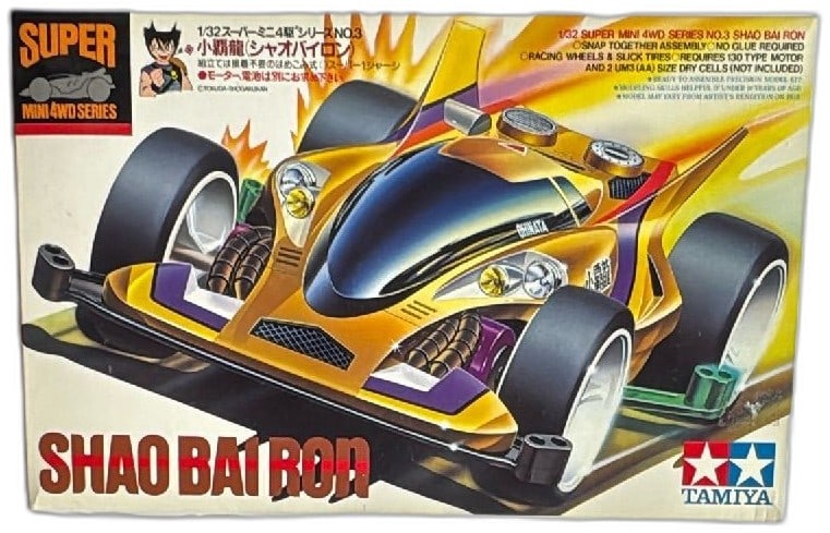 Tamiya 1/32 Super Mini 4WD Series No3 Shao Bai Ron Model Kit 1994 Unassembled: Vintage Tamiya 1/32 Super Mini 4WD Series No.3 Shao Bai Ron model kit, item 19503, 1994 release. Rare collectible from Tamiya Japan, highly sought after by hobbyists and collectors of Japanese mini 4W