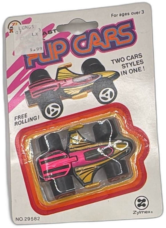 Zylmex Flip Cars No 29582 1983 Diecast Manta Ray Purple Yellow Red New Sealed (1 of 8)