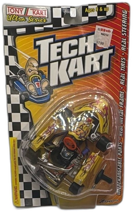Tony Kart Tech Kart Ultra Series 9203B Diecast Go Kart X Concepts Yellow NRFB: Tony Kart Tech Kart Ultra Series 9203B by X Concepts, diecast collectible go kart toy, new on original card. Features detailed yellow body with Tony Kart logo, real metal frame, real steering system, 
