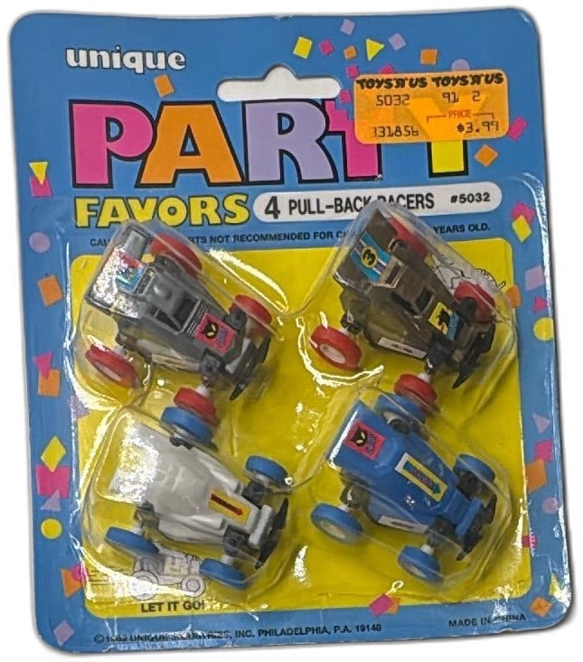1989 Unique Party Favors 4 Pull-Back Racers Sealed Toy Cars Vintage NOS (1 of 7)