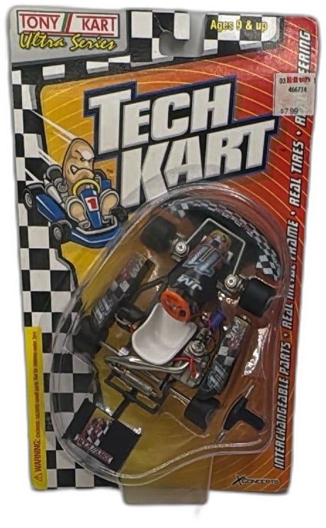 Tony Kart Ultra Series Tech Kart X Concepts JM Racing Die Cast Sealed 2000: Tony Kart Ultra Series Tech Kart collectible die-cast model by X-Concepts, JM Racing #11 edition. Features real metal frame, removable seat, working steering, all-in-one kart tool, and authentic race-
