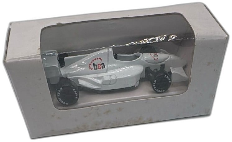 Maisto BEA White Indy Race Car Diecast 2000 Goodyear Tires With Box Vintage Toy: Maisto BEA Indy race car diecast toy, white with BEA branding and Goodyear tires, includes original box dated 04/2000. Classic open-wheel single-seater style, sturdy diecast body, and black detailed w