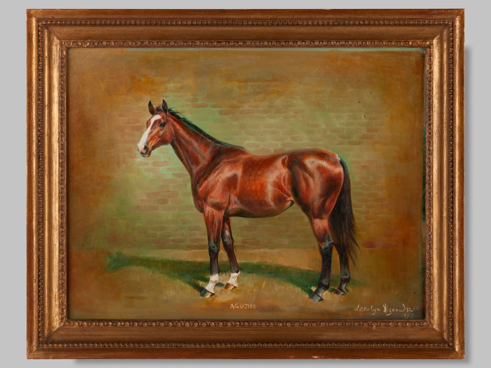 Oil painting by Carolyn Alexander of broodmare Agujita dam of All Along. (1 of 2)