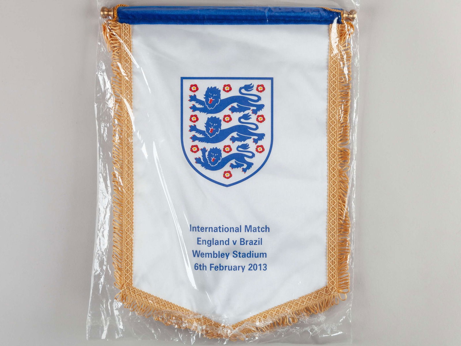 An England v. Brazil commemorative match pennant, 6th February 2013 (1 of 1)