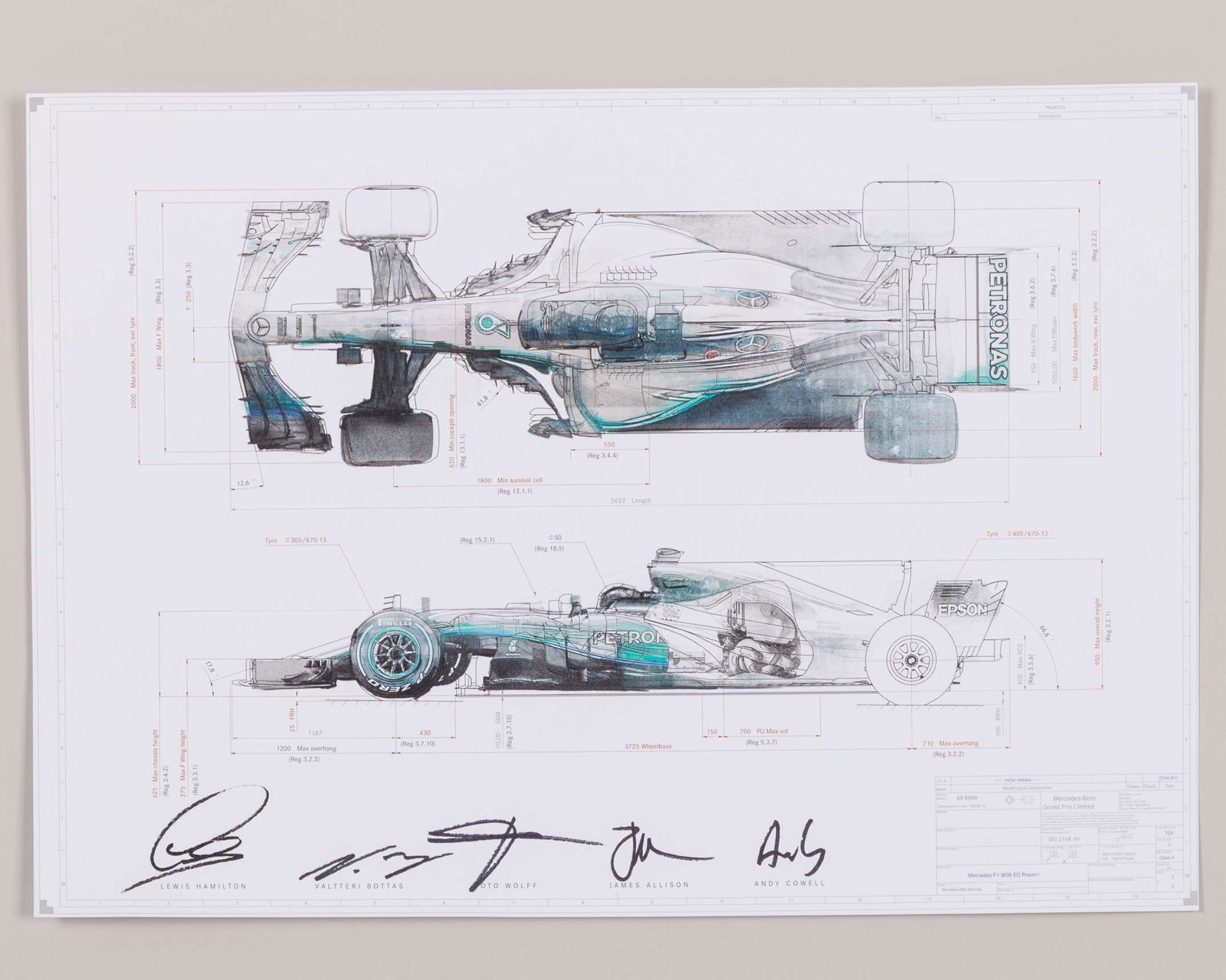 Mercedes-AMG Petronas Motorsport 2017 Signed Technical Drawing (1 of 1)