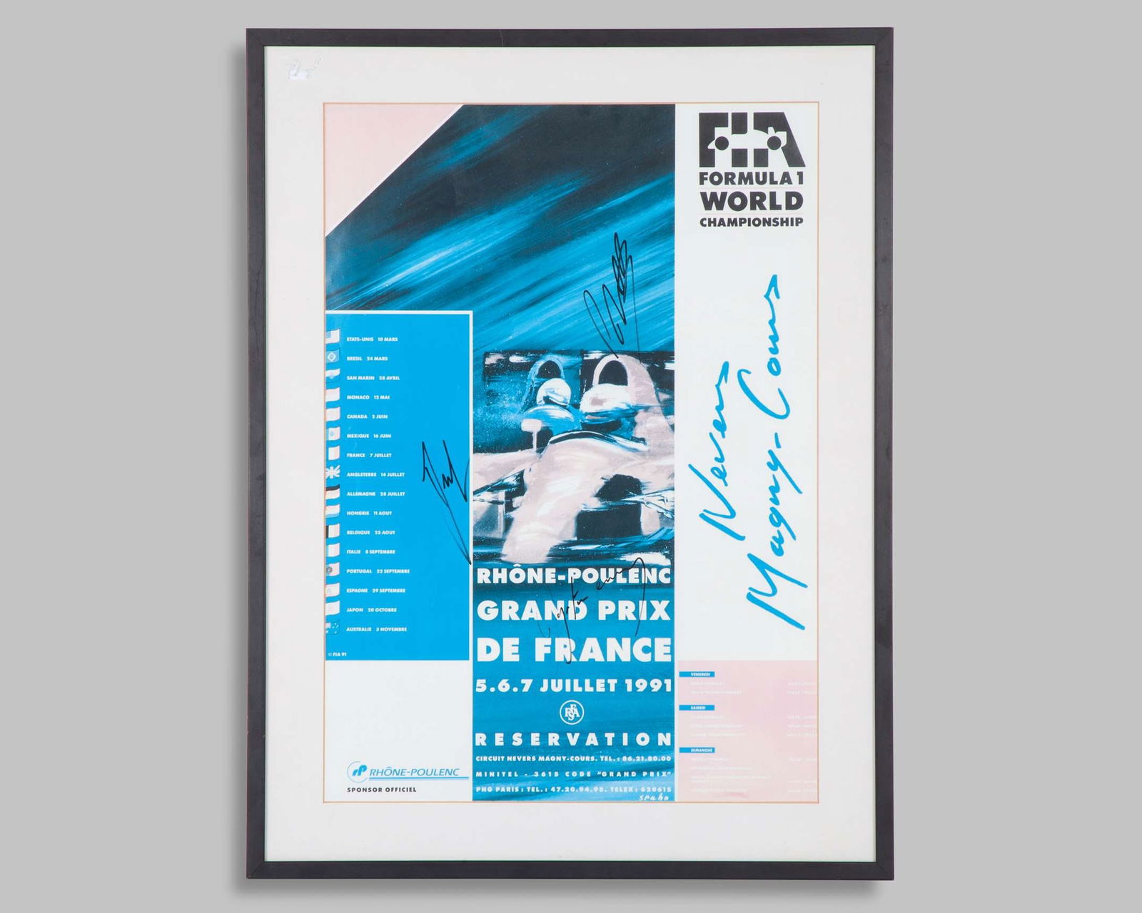 Ayrton Senna 1991 French Grand Prix Signed Poster (1 of 2)