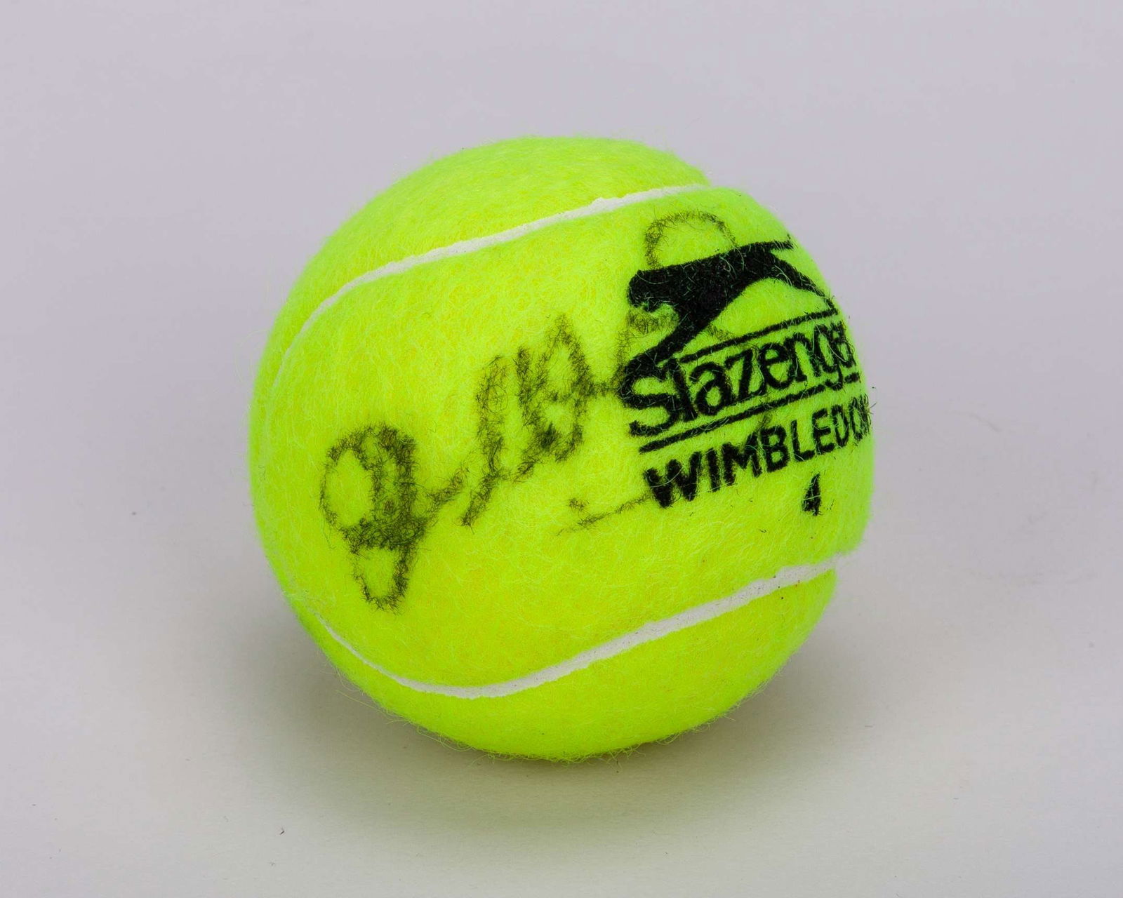 John McEnroe autographed yellow Slazenger Wimbledon 4 tennis ball (1 of 3)