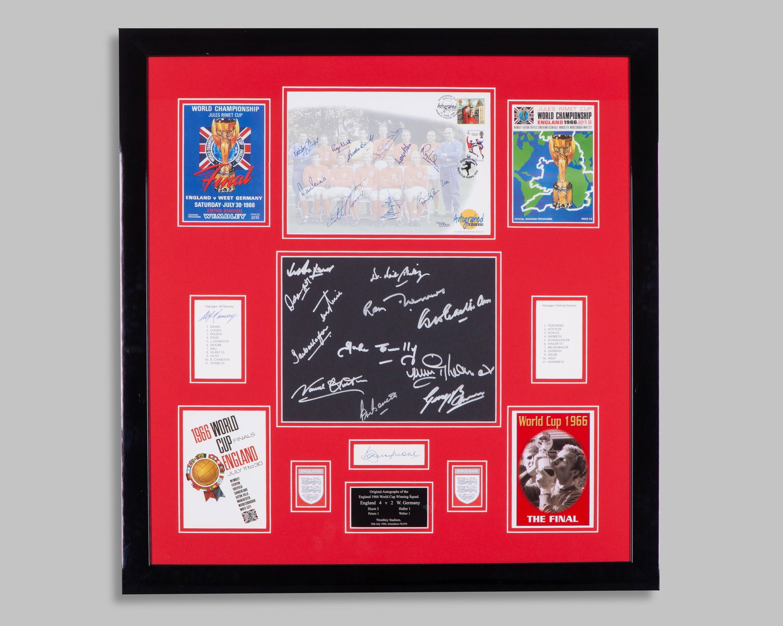 England World Cup 1966 - a squad line up autographed display (1 of 3)