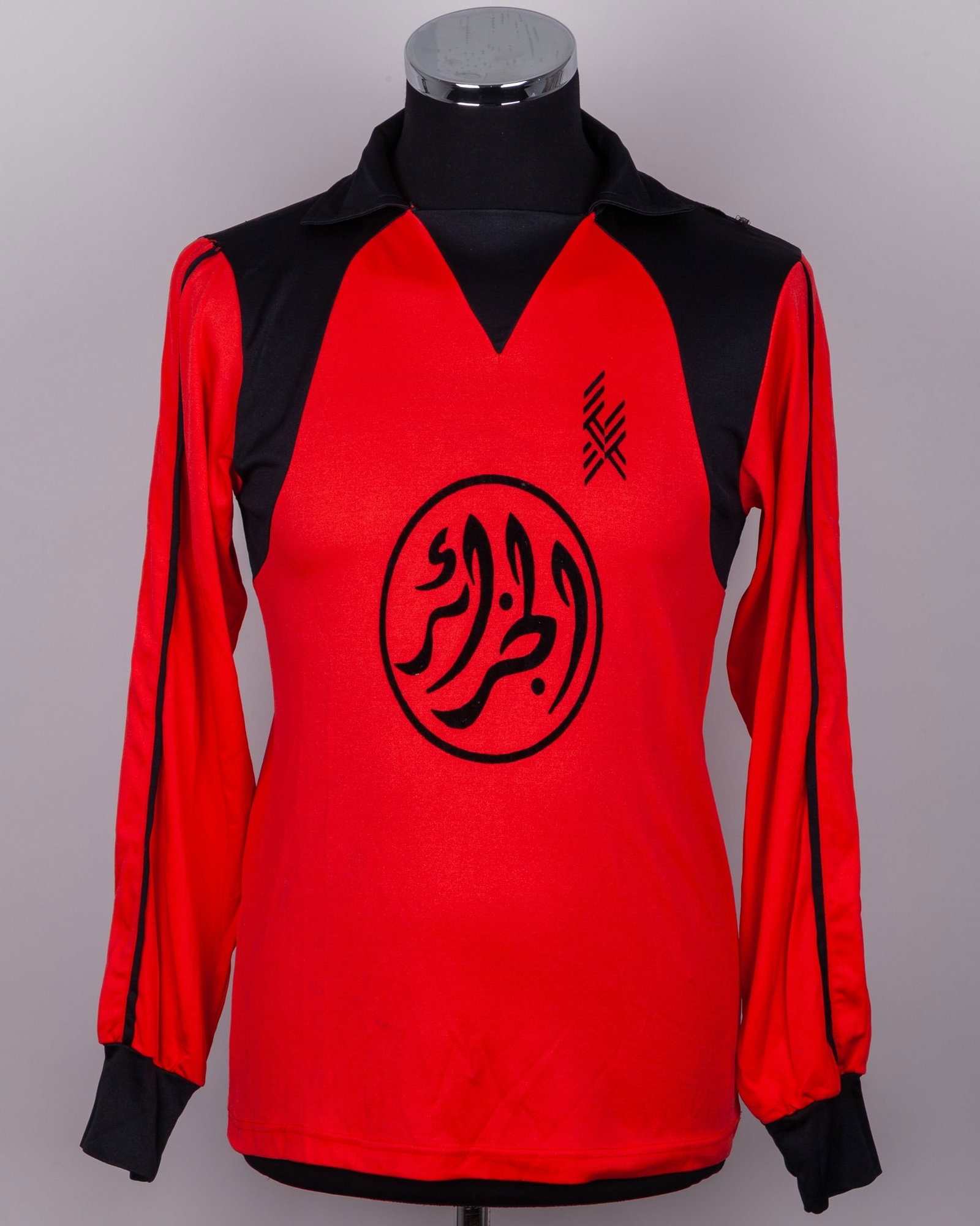 Mehdi Cerbah red and black No.1 Algeria v. Austria goalkeepers shirt, 1982 (1 of 4)