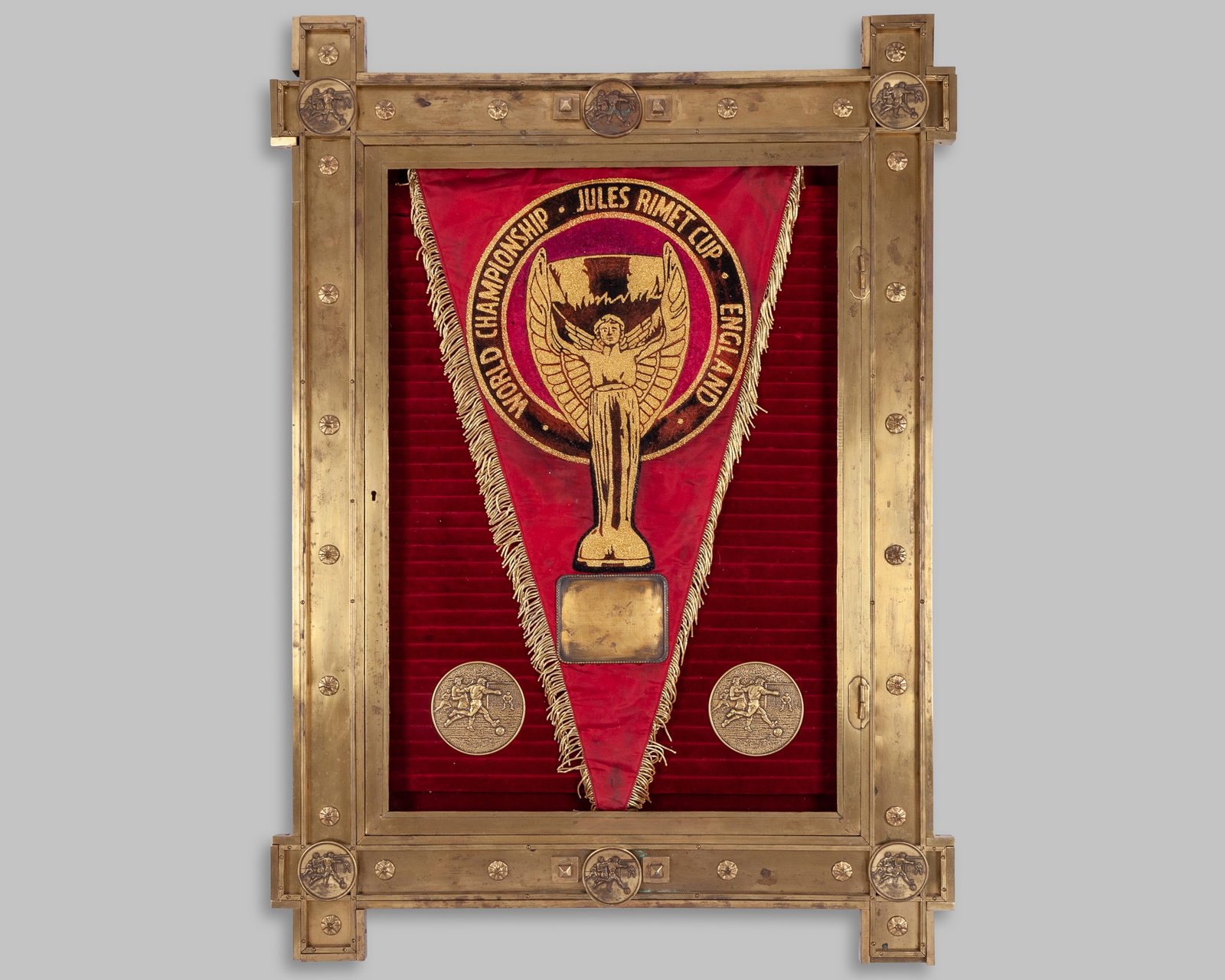 An extremely rare double sided 1966 FIFA World Cup silk and embroidered pennant (1 of 11)
