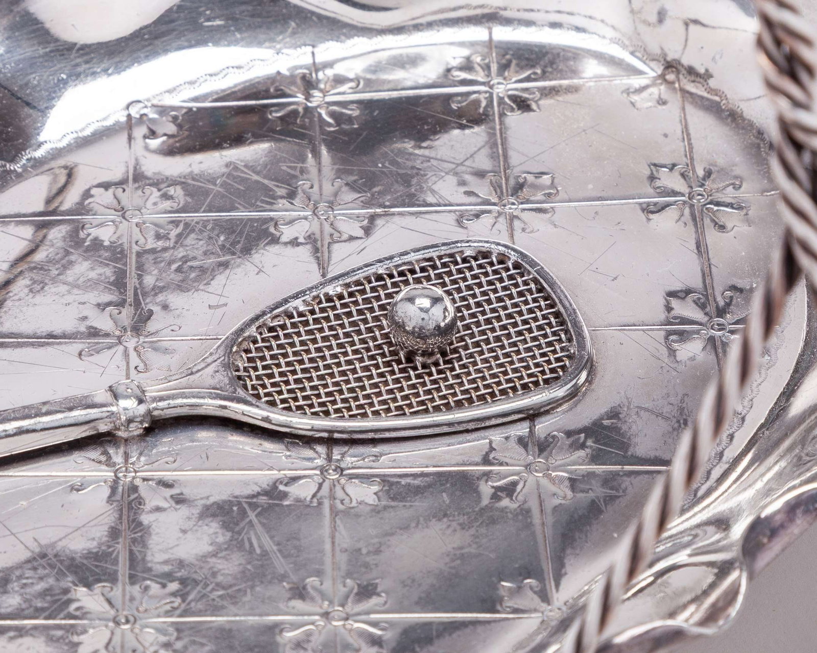 A white-metal tennis cruet set - 7