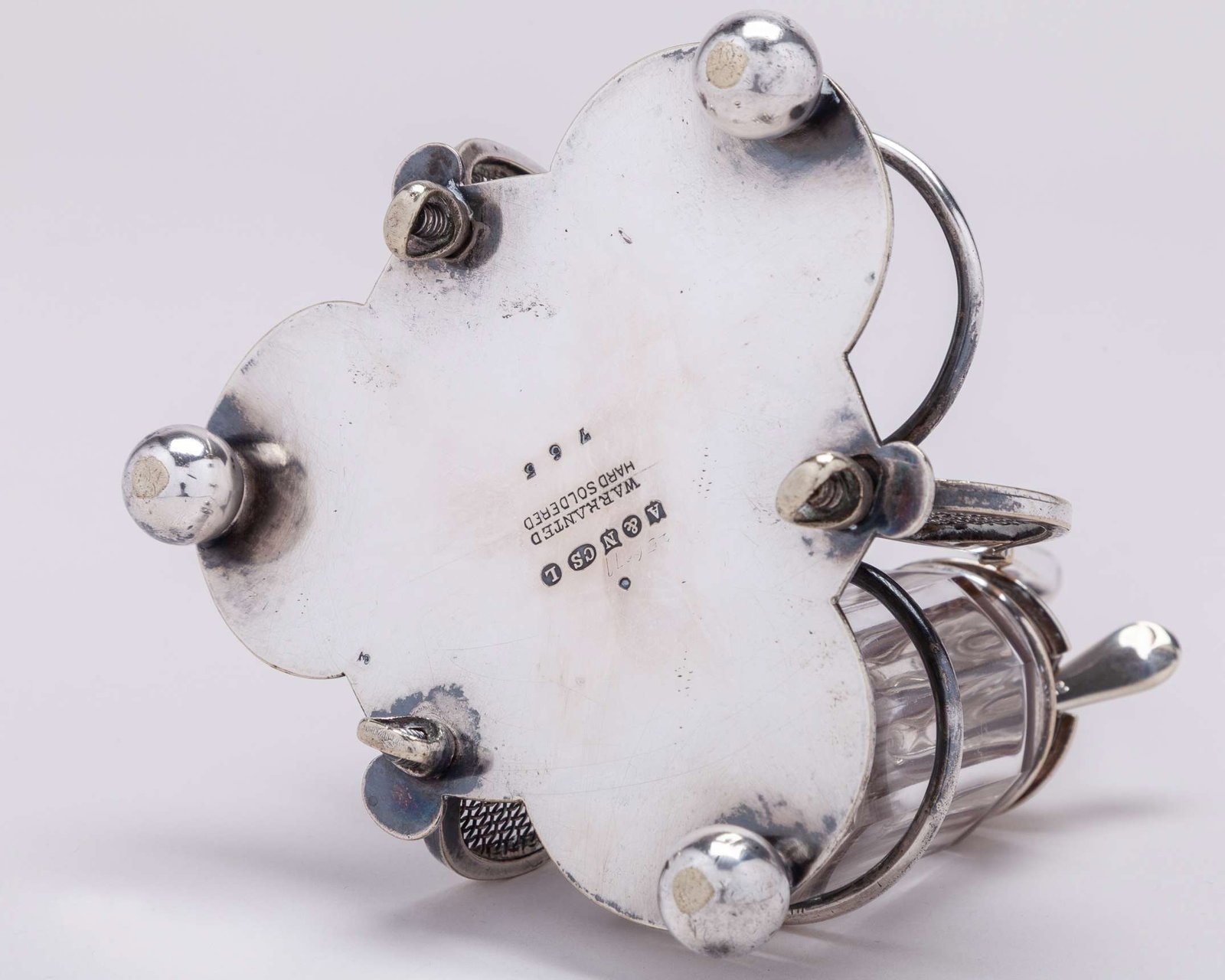 A white-metal tennis cruet set - 8