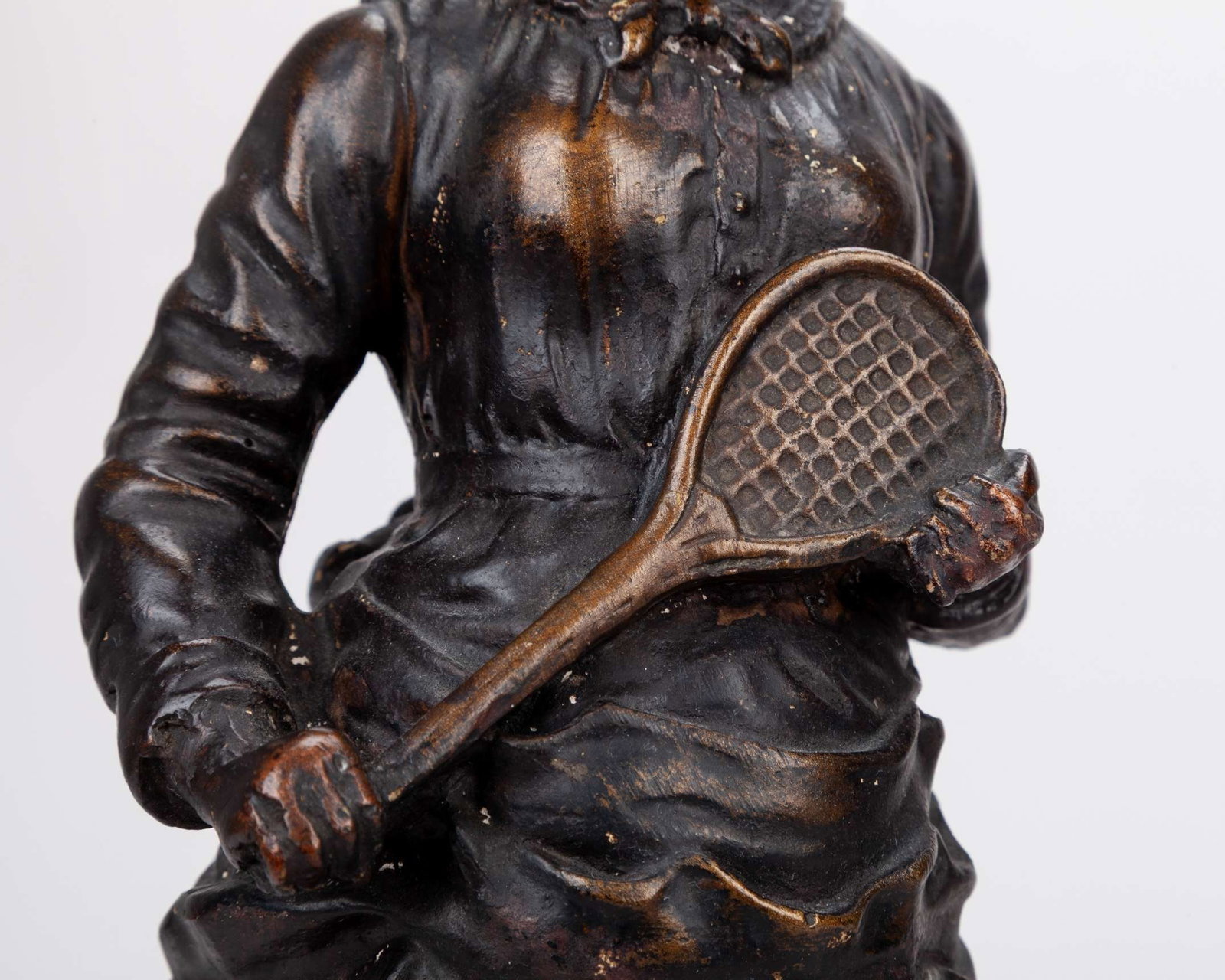 A 20th Century bronze figure of a female tennis player  - 5