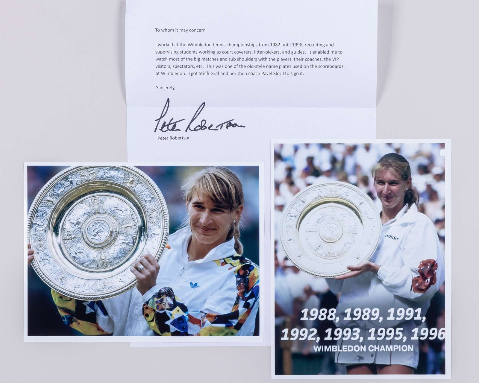 Steffi Graf an original Wimbledon manuel scoreboard autographed nameplate - 4