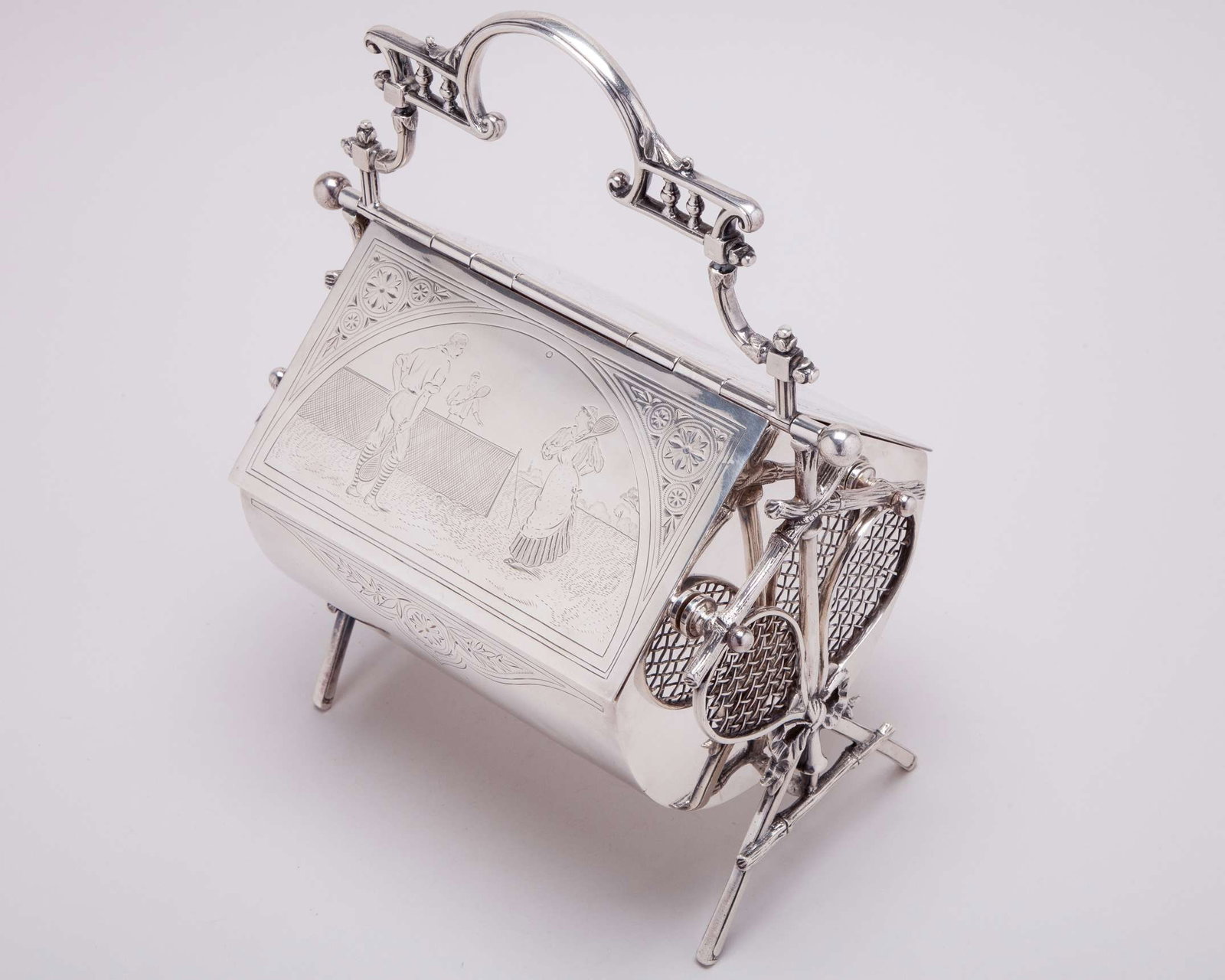 Silver-plated tennis themed biscuit tin - 2