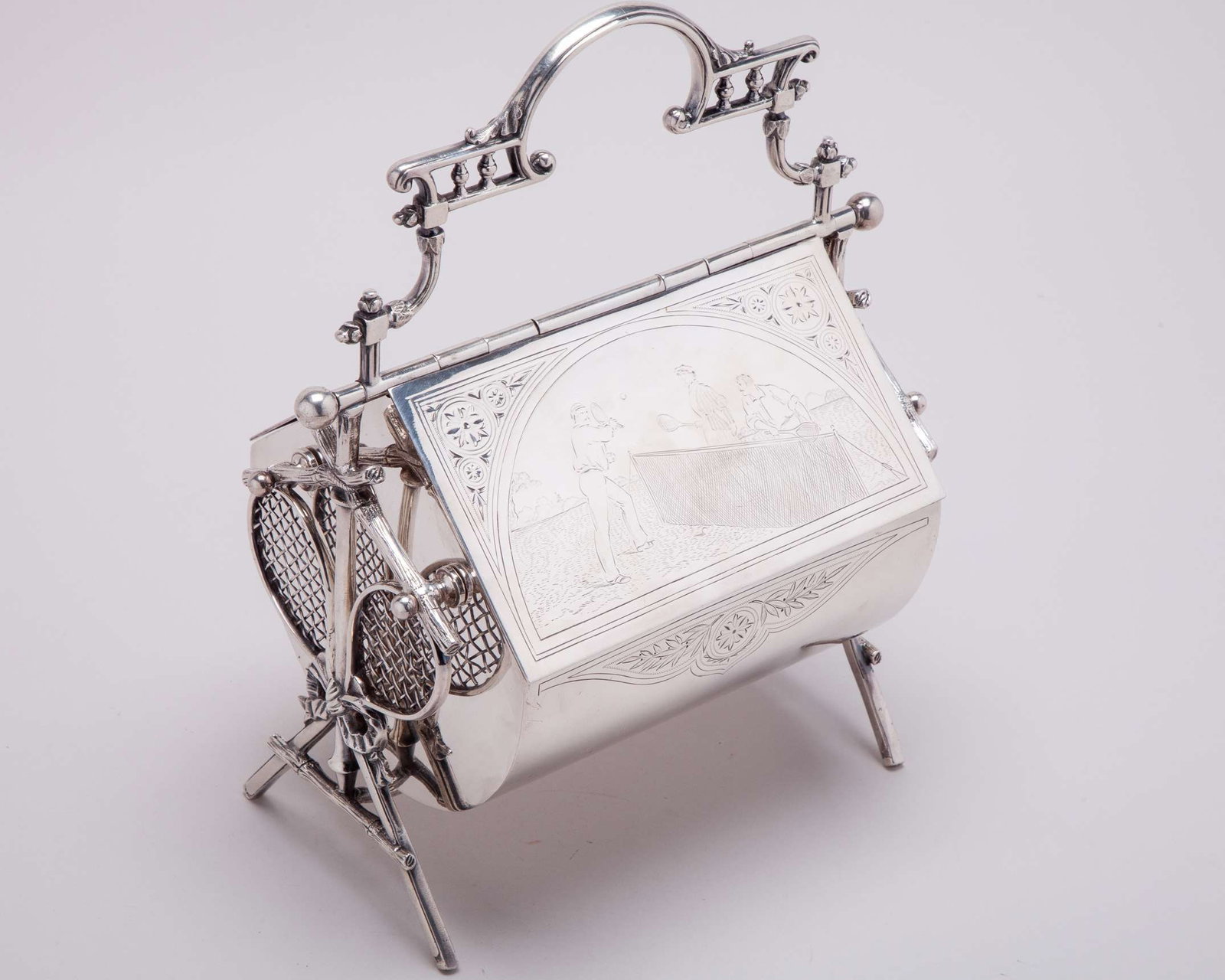 Silver-plated tennis themed biscuit tin - 3