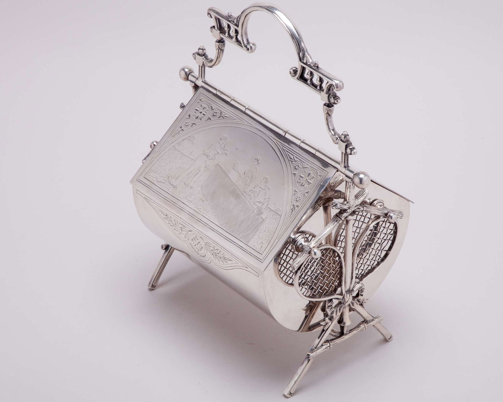 Silver-plated tennis themed biscuit tin - 4