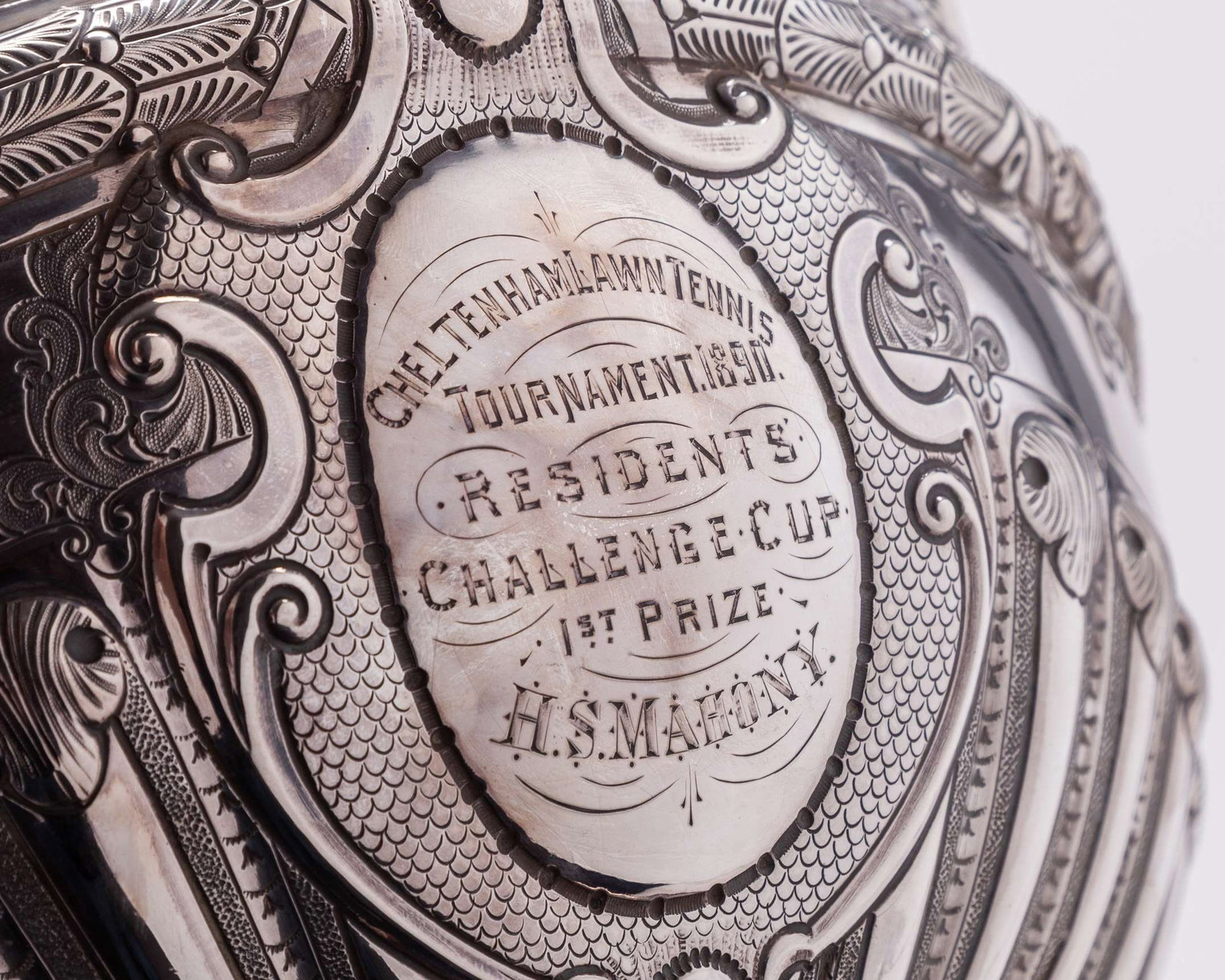 A silver lawn tennis rose bowl trophy awarded to Harold Mahony, 1890 - 4
